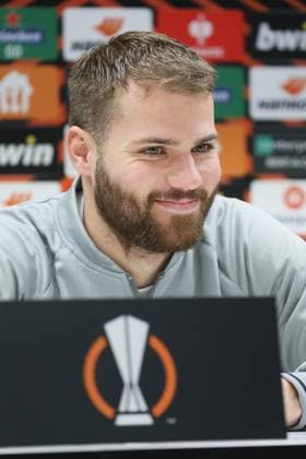 Union s Bart Nieuwkoop pictured during a press conference, PK, Pressekonferenz of Belgian soccer team Royale Union Saint-Gilloise, Wednesday 15 March 2023 in Anderlecht, Brussels. Union is preparing for tomorrow s game against German Union Berlin, the return leg of the round of 16 of the UEFA Europa League competition, after a 3-3 draw result at the first leg. BRUNOxFAHY  x62990008x