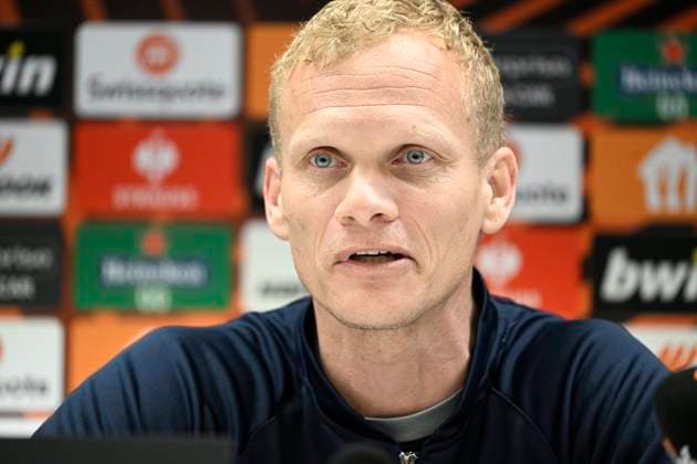 ANDERLECHT, BELGIUM - MARCH 15 : Geraerts Karel head coach of Union St-Gilloise talking to the press during a press conference, PK, Pressekonferenz ahead of the UEFA Europa League round of 16, 2nd leg between Royal Union Saint-Gilloise and FC Union Berlin on March 15, 2023 in Anderlecht, Belgium, 15 03 2023 ( Royal Union Saint-Gilloise v Union Berlin - UEFA Europa League Media Activities 15 03 2023 PhotoNews Panoramic 