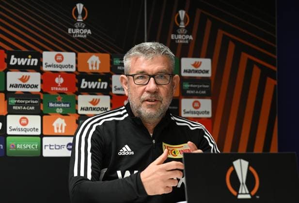 Football, men, season 2022 2023, Europa League, press conference of 1 FC Union Berlin the day before the round of 16 second leg at Royale Union Saint Gilloise at Lotto Park Brussels, coach Urs Fischer 1 FC Union Berlin , 15 03 2023, Copyright: xMatthiasxKochx