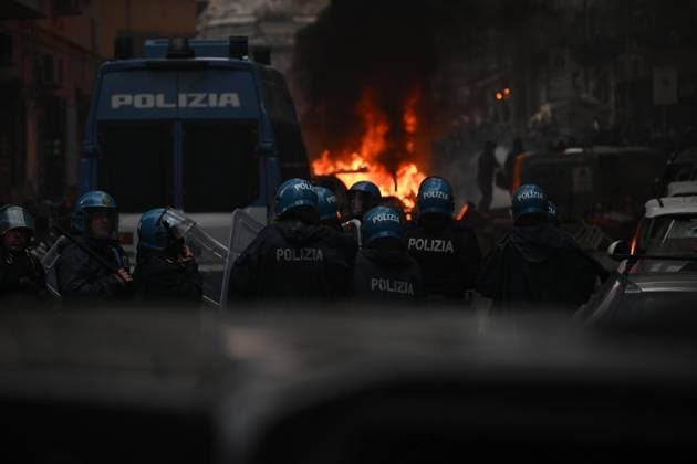 March 15, 2023, NAPLES: Clashes with Eintracht Frankfurt s supporters in Naples, Italy, 15 March 2023. SSC Napoli™s and Eintracht Frankfurt will play the UEFA Champions League round of 16 second leg soccer match at the Diego Armando Maradona stadium in Naples..ANSA CIRO FUSCO NAPLES - ZUMAa110 0239339518st Copyright: xCiroxFuscox
