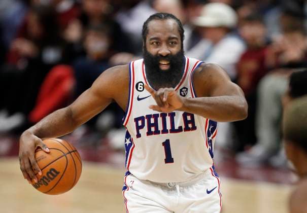 Philadelphia 76ers guard James Harden in action during a NBA, Basketball Herren, USA game between the Cleveland Cavaliers and the Philadelphia 76ers, at Rocket Mortgage Fieldhouse in Cleveland, Ohio, USA, 15 March 2023. Philadelphia 76ers at Cleveland Cavaliers !ACHTUNG: NUR REDAKTIONELLE NUTZUNG!  Copyright: xDAVIDxMAXWELLx AME2734 20230316-2a203e930d5411f09468e0e1497e4529f81ff89c
