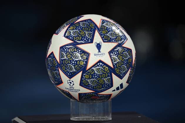 Manchester, Etihad Stadium, 14 03 23, GER, Men, UEFA Champions League, Season 2022 2023, Manchester City RB Leipzig Image Official match ball by Adidas with inscription Istanbul 23 Only for editorial use DFL regulations prohibit any use of photographs as image sequences and or quasi video England United Kingdom