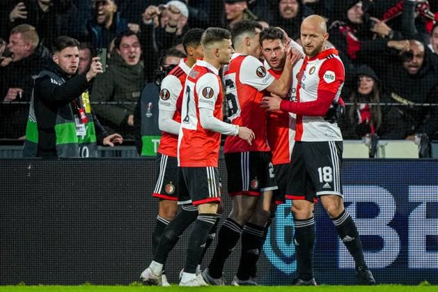 UEFA Europa League: Feyenoord v Shakhtar Donetsk Rotterdam - Santiago Gimenez of Feyenoord celebrates the 1-0 during the match between Feyenoord v Shakhtar Donetsk at Stadion Feijenoord De Kuip on 16 March 2023 in Rotterdam, the Netherlands. Copyright: xTomxBodex
