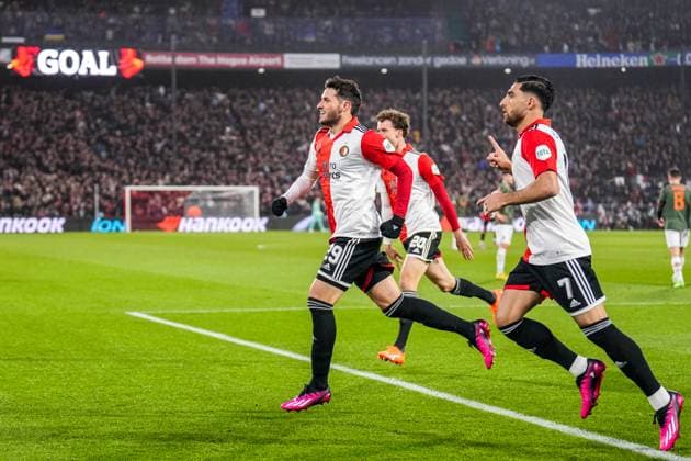 UEFA Europa League: Feyenoord v Shakhtar Donetsk Rotterdam - Santiago Gimenez of Feyenoord celebrates the 1-0 during the match between Feyenoord v Shakhtar Donetsk at Stadion Feijenoord De Kuip on 16 March 2023 in Rotterdam, the Netherlands. Copyright: xYannickxVerhoevenx