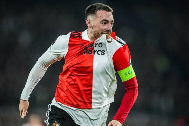 UEFA Europa League: Feyenoord v Shakhtar Donetsk Rotterdam - Orkun Kokcu of Feyenoord celebrates the 2-0 during the match between Feyenoord v Shakhtar Donetsk at Stadion Feijenoord De Kuip on 16 March 2023 in Rotterdam, the Netherlands. Copyright: xTomxBodex