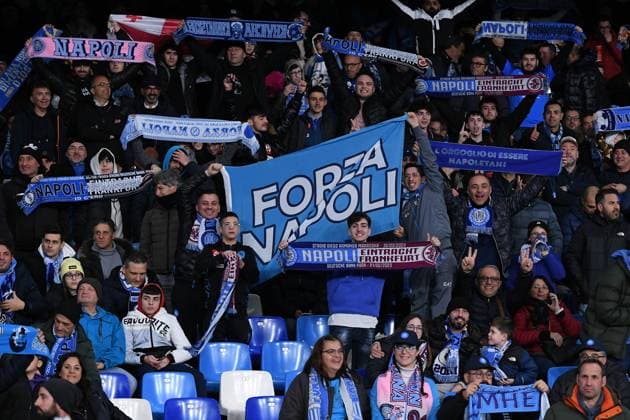 Soccer Champions League Round of 16 SSC Naples Eintracht Frankfurt on 15 03 2023 at Stadio Diego Armando Maradona in Naples fan block fans Naples xHDx