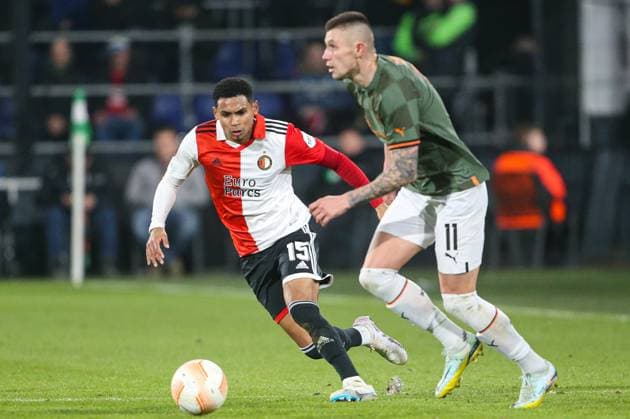 ROTTERDAM, 16-3-2023, Stadium de Kuip, the UEFA Europa League, Feyenoord - Shakhtar Donetsk, Feyenoord player Marcos Lopez, Shakhtar Oleksandr Zubkov Feyenoord - Shakhtar Donetsk  x20232237x Copyright: