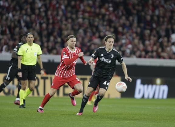 Club Freiburg v Juventus: Round of 16 Leg Two - UEFA Europa League Nicolo Fagioli of Juventus during the second leg of the Uefa Europa League football match between Sc Freiburg and Juventus Fc on 16 March 2023 at Europa Park Stadion, Frieburg, Germany. Freiburg Germany  Copyright: xNderimxKacelix originalFilename:livemedia-scfreibu230316_npUqf.jpg