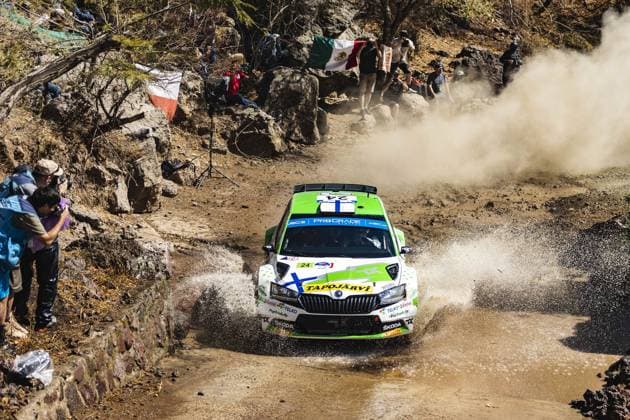 24 Emil LINDHOLM (FIN), Reeta HAMALAINEN (FIN), TOKSPORT WRT, SKODA FABIA RS, RC2, Rally2, action during the Rally Guanajuato Mexico 2023, 3rd round of the 2023 WRC, Motorsport Rallye, WM World Rally Car Championship, from March 16 to 19, 2023 at Leon, Guanajuato, in Mexico - AUTO - WRC - RALLY GUANAJUATO MEXICO 2023 DPPI Panoramic RPPA_2023_03_Mexico_220
