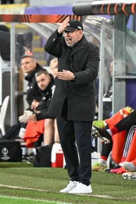 Football, men, season 2022 2023, Europa League Round of 16, second leg , Royale Union Saint Gilloise 1 FC Union Berlin at Lotto Park Brussels, coach Urs Fischer 1 FC Union Berlin disappointed , 16 03 2023, Copyright: xMatthiasxKochx