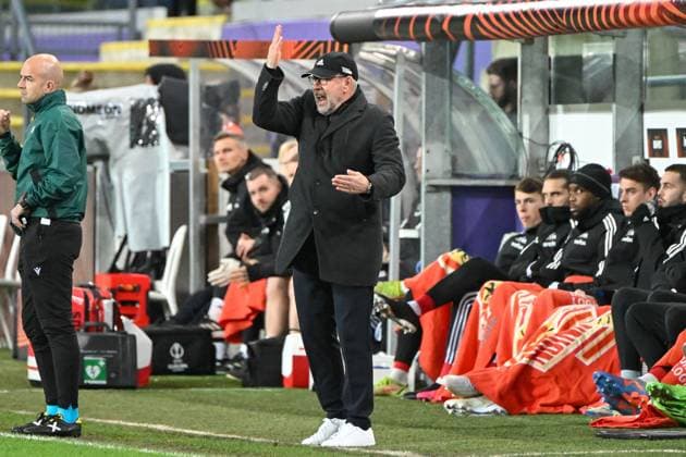 Football, men, season 2022 2023, Europa League Round of 16, second leg , Royale Union Saint Gilloise 1 FC Union Berlin at Lotto Park Brussels, coach Urs Fischer 1 FC Union Berlin disappointed , 16 03 2023, Copyright: xMatthiasxKochx