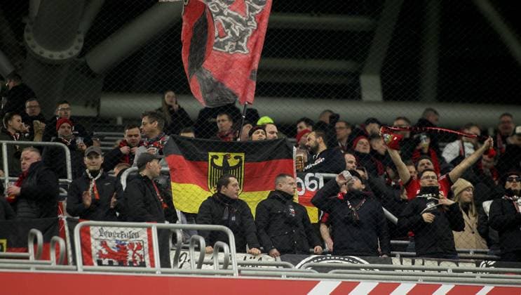 16.03.2023 Budapest(Hungary) Ferencvarosi TC-Bayer 04 Leverkusen Europa League round of 16 men s football Bayer 04 Leverkusen fans :