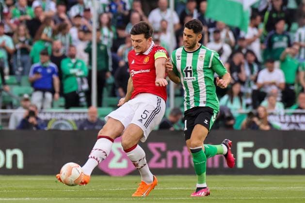 SEVILLE, SPAIN - MARCH 16: Harry Maguire of Manchester United, ManU FC in action during the UEFA Europa League round of 16 leg two match between Real Betis and Manchester United at Estadio Benito Villamarin on March 16, 2023 in Seville, Spain. SPO 