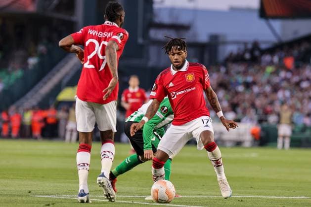 SEVILLE, SPAIN - MARCH 16: Fred of Manchester United, ManU FC in action during the UEFA Europa League round of 16 leg two match between Real Betis and Manchester United at Estadio Benito Villamarin on March 16, 2023 in Seville, Spain. SPO 