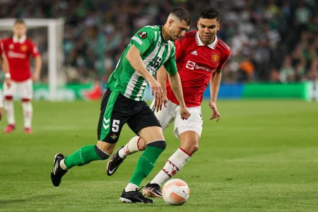 SEVILLE, SPAIN - MARCH 16: Guido Rodriguez of Real Betis in action during the UEFA Europa League round of 16 leg two match between Real Betis and Manchester United, ManU at Estadio Benito Villamarin on March 16, 2023 in Seville, Spain. SPO 
