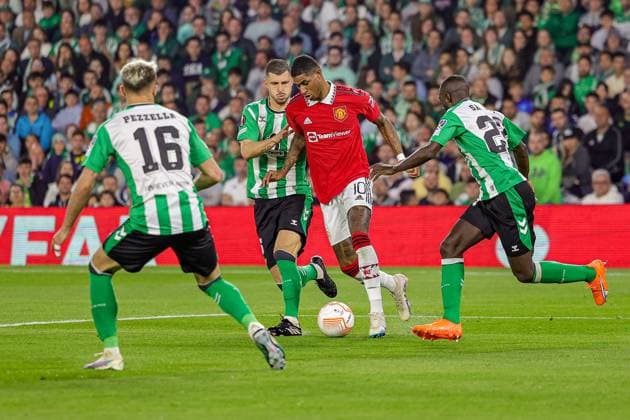 Real Betis v Manchester United, ManU Europa League 16 03 2023. Marcus Rashford (10) of Manchester United during the Europa League match between Real Betis and Manchester United at Estadio Benito Villamarin, Seville, Spain on 16 March 2023. Editorial use only , Copyright: xNigelxKeenex PSI-17076-0056