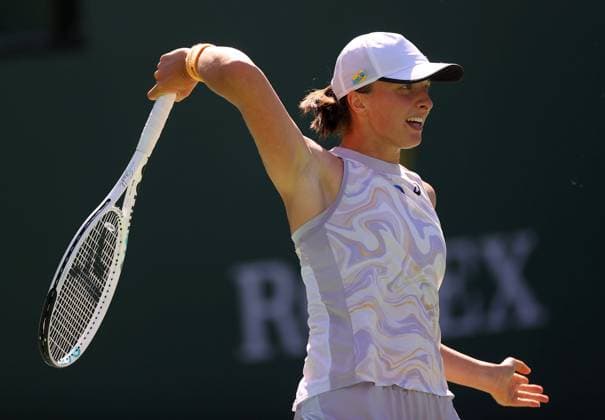 Mandatory Credit: Photo by Ella Ling Shutterstock (13824333i) Iga Swiatek of Poland in action BNP Paribas Open, Tennis, Day 9, Indian Wells Tennis Garden, California, USA- 16 Mar 2023 BNP Paribas Open, Tennis, Day 9, Indian Wells Tennis Garden, California, USA- 16 Mar 2023 Copyright: xEllaxLing Shutterstockx 13824333i