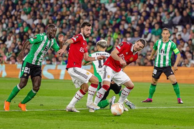 Real Betis v Manchester United, ManU Europa League 16 03 2023. Bruno Fernandes (8) of Manchester United during the Europa League match between Real Betis and Manchester United at Estadio Benito Villamarin, Seville, Spain on 16 March 2023. Editorial use only , Copyright: xNigelxKeenex PSI-17076-0064