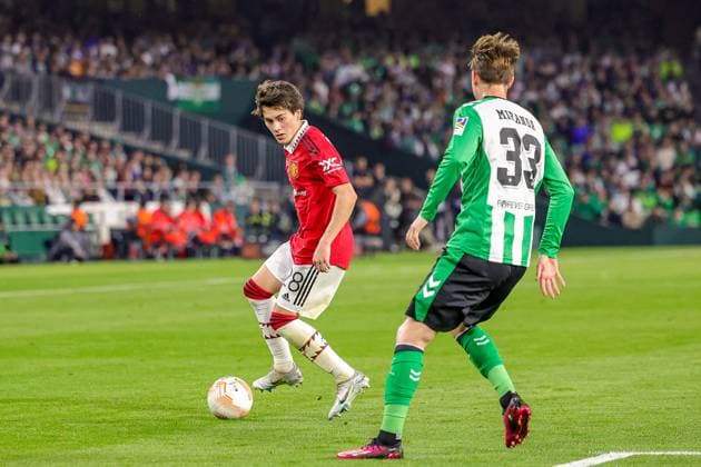 Real Betis v Manchester United, ManU Europa League 16 03 2023. Facundo Pellistri (28) of Manchester United during the Europa League match between Real Betis and Manchester United at Estadio Benito Villamarin, Seville, Spain on 16 March 2023. Editorial use only , Copyright: xNigelxKeenex PSI-17076-0067
