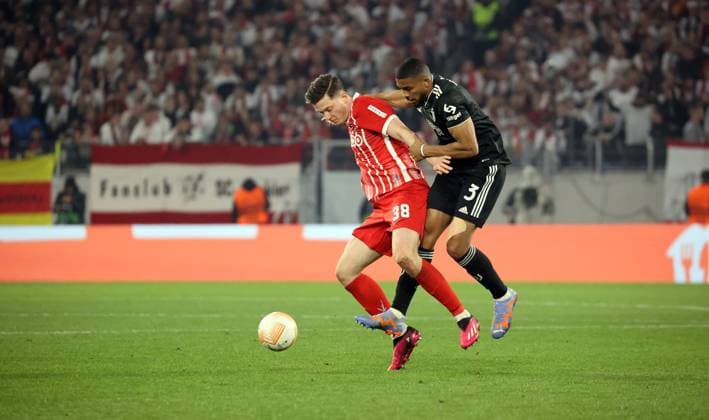 16 03 23 SC Freiburg Juventus Turin Germany, Freiburg, 16 03 2023, football, Europa League, round of 16, SC Freiburg Juventus Turin v l Michael Gregoritsch SC Freiburg , Bremer Juventus Turin