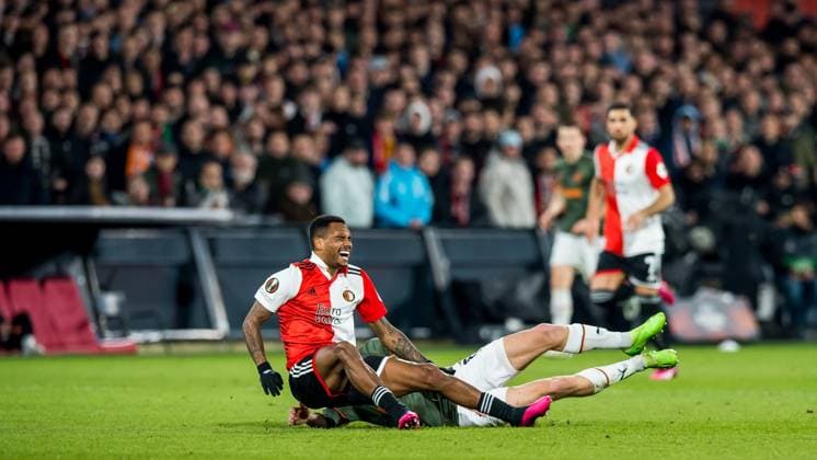 ROTTERDAM - (l-r) Danilo pereira of Feyenoord, Georgly Sundakov of Shakhtar Donetsk during the UEFA Europa league Round of 16 game between Feyenoord and Shakhtar Donetsk at Feyenoord Stadion de Kuip on March 16, 2023 in Rotterdam, Netherlands. AP Dutch Height COR LASKER Feyenoord v Shakhtar Donetsk: Round of 16 Leg Two - UEFA Europa League 2022 2023 xVIxANPxSportx xCorxLaskerxIVx 465164274 originalFilename: 465164274.jpg