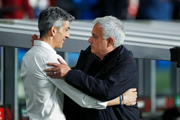 Imanol Alguacil (Sociedad), Jose Mourinho (Roma), MARCH 16, 2023 - Football Soccer : UEFA Europa League round of 16 2nd leg match between Real Sociedad 0-0 AS Roma at Reale Arena in San Sebastian, Spain. Noxthirdxpartyxsales  (213555266)