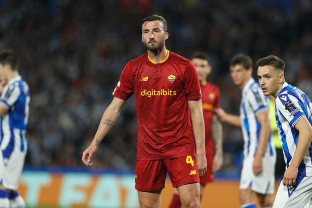 Bryan Cristante (Roma), MARCH 16, 2023 - Football Soccer : UEFA Europa League Round of 16 2nd leg match between Real Sociedad 0-0 AS Roma at the Reale Arena in San Sebastian, Spain. Noxthirdxpartyxsales  (213564101)