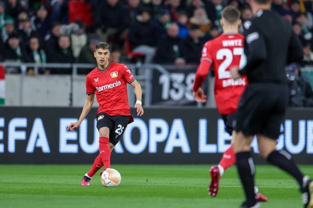 Ferencvarosi TC v Bayer 04 Leverkusen: Round of 16 Leg Two - UEFA Europa League Exequiel Palacios during the UEFA Europa League round of 16 leg two match between Ferencvarosi TC and Bayer 04 Leverkusen at Puskas Arena on March 16, 2023 in Budapest, Hungary. Budapest Hungary  Copyright: xHorvathxTamasx originalFilename:tamas-notitle230317_npvKR.jpg