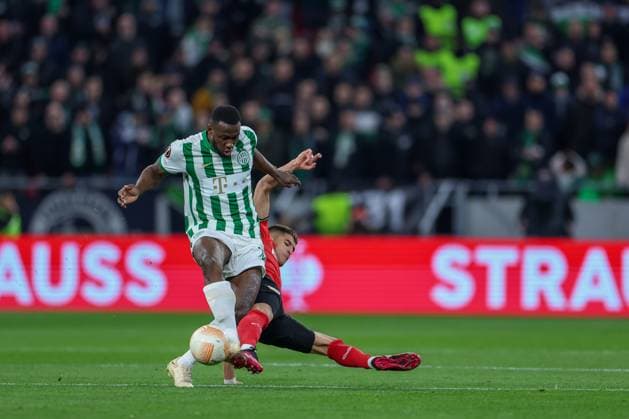 Ferencvarosi TC v Bayer 04 Leverkusen: Round of 16 Leg Two - UEFA Europa League Exequiel Palacios Tackling Adama Traore during the UEFA Europa League round of 16 leg two match between Ferencvarosi TC and Bayer 04 Leverkusen at Puskas Arena on March 16, 2023 in Budapest, Hungary. Budapest Hungary  Copyright: xHorvathxTamasx originalFilename:tamas-notitle230317_np37E.jpg