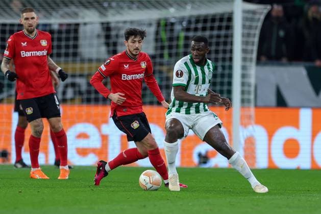 Ferencvarosi TC v Bayer 04 Leverkusen: Round of 16 Leg Two - UEFA Europa League Anderson Esiti v Sardar Azmoun during the UEFA Europa League round of 16 leg two match between Ferencvarosi TC and Bayer 04 Leverkusen at Puskas Arena on March 16, 2023 in Budapest, Hungary. Budapest Hungary  Copyright: xHorvathxTamasx originalFilename:tamas-notitle230317_npdTJ.jpg