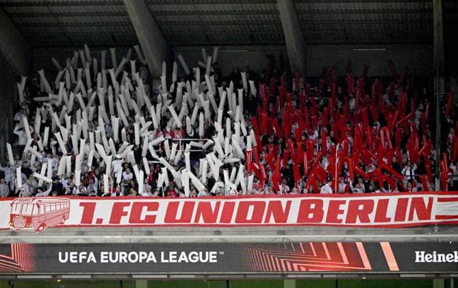 Football, men, season 2022 2023, Europa League Round of 16, second leg , Royale Union Saint Gilloise 1 FC Union Berlin 3 0 , Fans of Berlin, 16 03 2023, Copyright: xMatthiasxKochx