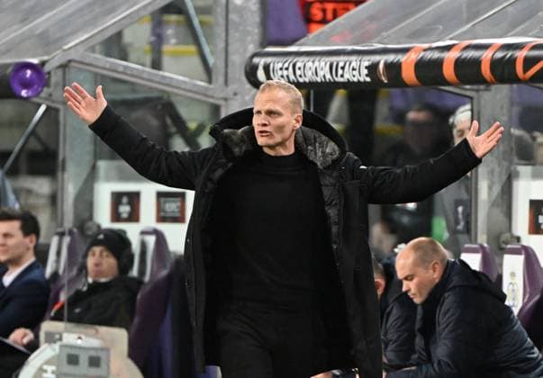 Football, Men, Season 2022 2023, Europa League Round of 16, Second leg , Royale Union Saint Gilloise 1 FC Union Berlin 3 0 , Coach Karel Geraerts Royale Union Saint Gilloise , 16 03 2023, Copyright: xMatthiasxKochx