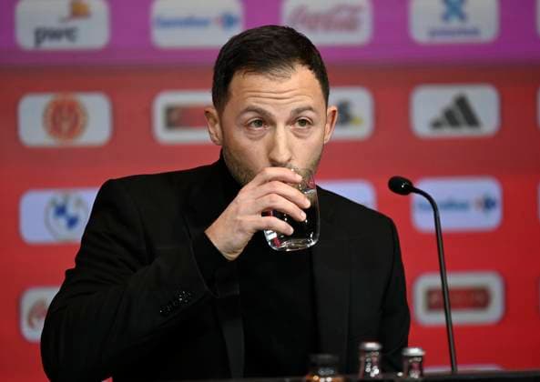 Tubize, Belgium - March 17 : New head coach DomenicoTedesco pictured during press conference, PK, Pressekonferenz prior to the UEFA Qualification game against Sweden at the Belgian Football center on March 17, 2023 in Tubize, Belgium, 17 03 2023 ( Press conf of Tedesco Domenico Head coach of Red Devils PhotoNews Panoramic 
