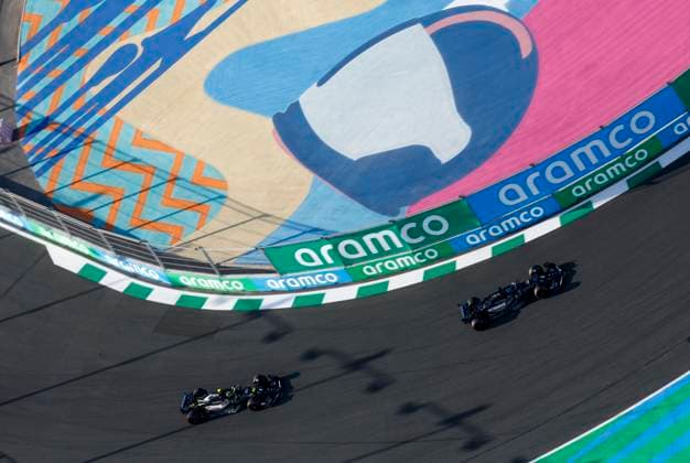 63 George Russell GBR, Mercedes AMG Petronas F1 Team , 44 Lewis Hamilton GBR, Mercedes AMG Petronas F1 Team , F1 Grand Prix of Saudi Arabia at Jeddah Corniche Circuit on March 17, 2023 in Jeddah, Saudi Arabia Photo by HOCH ZWEI Jeddah Saudi Arabia
