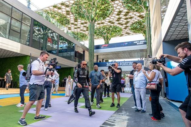 JEDDAH, SAUDI ARABIA: Lewis Hamilton, racing for the Mercedes F1 team during the 2023 Formula 1 Saudi Arabian Grand Prix at the Jeddah Corniche Circuit in Jeddah, Saudi Arabia