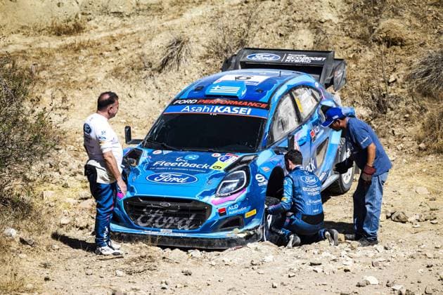 Sport Bilder des Tages Motorsport, WRC, Rallye Mexiko 09 Jourdan SERDERIDIS (GRC), Frederic MICLOTTE (BEL), M FORD WORLD RALLY TEAM, FORD Puma Rally1 Hybrid, WRC, Motorsport Rallye, WM action during the Rally Guanajuato Mexico 2023, 3rd round of the 2023 WRC World Rally Car Championship, from March 16 to 19, 2023 at Leon, Guanajuato, in Mexico - AUTO - WRC - RALLY GUANAJUATO MEXICO 2023 DPPI Panoramic RPPA_2023_03_Mexico_410