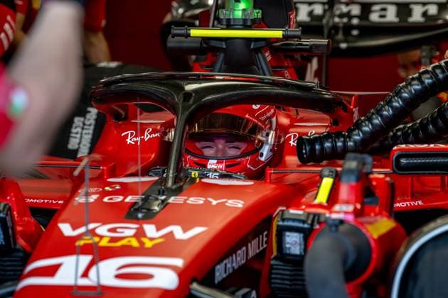 JEDDAH, SAUDI ARABIA: Charles Leclerc, racing for the Ferrari team during the 2023 Formula 1 Saudi Arabian Grand Prix at the Jeddah Corniche Circuit in Jeddah, Saudi Arabia