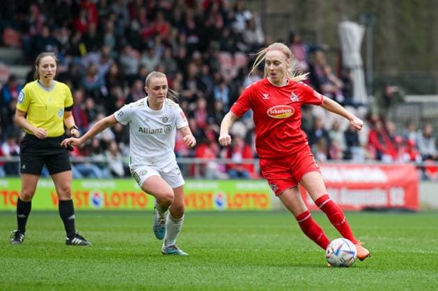 18 03 2023, GER, Football, FLYERALARM Womens Bundesliga 2022 2023, 1 FC Cologne FC Bayern Munich Sarah Puntigam Cologne controls the ball Cologne Franz Kremer Stadium North Rhine Westphalia Germany