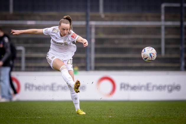 1 Women Bundesliga 1 FC Koeln vs FC Bayern Muenchen, 18 03 2023 Franziska Kett FC Bayern Muenchen, 20 during the match 1 FC Koeln vs FC Bayern Muenchen on matchday 15 of the women soccer Bundesliga on 18 03 2023 at the Franz Kremer stadium in Koeln North Rhine Westphalia DFL REGULATIONS PROHIBIT ANY USE OF PHOTOGRAPHS AS IMAGE SEQUENCES AND OR QUASI VIDEO Copyright: xBEAUTIFULxSPORTS AxelxKohringx