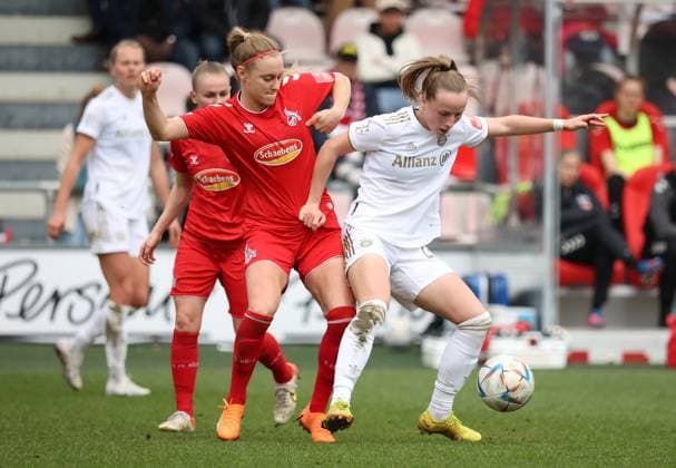 Sarah Puntigam Cologne , Franziska Kett Bayern , 1 FC Cologne FC Bayern Munich, Flyeralarm Womens Bundesliga, Matchday 15, Cologne, Germany, 18 03 2023