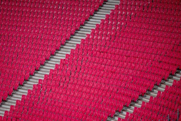 View of the red seats in the arena Football 1 Bundesliga, 24 Matchday RB Leipzig Borussia Moenchengladbach 3 0 11 March 2023 Leipzig, Red Bull Arena RB Leipzig Borussia Moenchengladbach 3 0