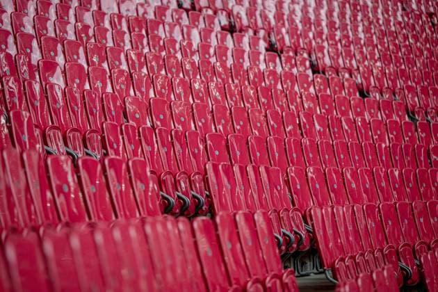 View of the red seats in the arena Football 1 Bundesliga, 24 Matchday RB Leipzig Borussia Moenchengladbach 3 0 11 March 2023 Leipzig, Red Bull Arena RB Leipzig Borussia Moenchengladbach 3 0