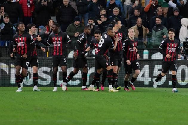 Photo Andrea Bressanutti LaPresse - March 18, 2023 Udine, Italy - Soccer - Udinese vs Milan - Italian Serie A Football Championship 2022 2023 - Friuli Stadium. In the pic: zlatan ibrahimovic celebrates after goal 1-1  Copyright: xAndreaxBressanutti LaPressex