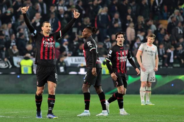 Photo Andrea Bressanutti LaPresse - March 18, 2023 Udine, Italy - Soccer - Udinese vs Milan - Italian Serie A Football Championship 2022 2023 - Friuli Stadium. In the pic: zlatan ibrahimoviccelebrates goal 1-1  Copyright: xAndreaxBressanutti LaPressex