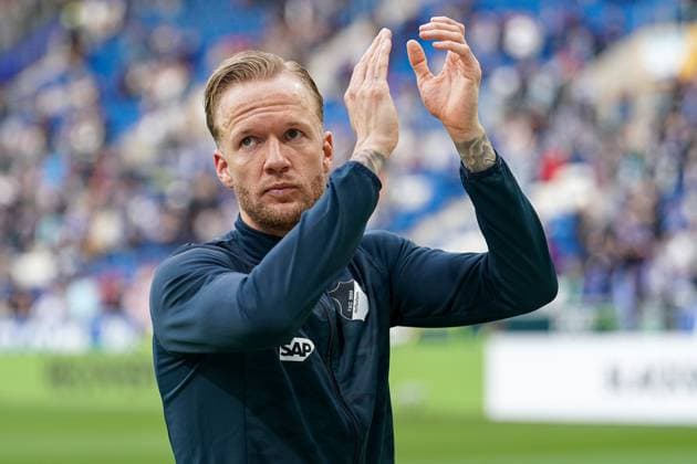 Kevin Vogt (Hoffenheim, 22), Einzelbild, Einzelfoto, Aktion, Action, Jubel nach dem Schlusspfiff, Sieg, Sieger, Gewinner, jubelt, jubeln, Freude, optimistisch, Highlight, Action, Aktion, 18.03.2023, Sinsheim (Deutschland), Fussball, Bundesliga, TSG 1899 Hoffenheim - Hertha BSC Berlin, 18.03.2023, Sinsheim (Deutschland), Fussball, Bundesliga, TSG 1899 Hoffenheim - Hertha BSC Berlin, DFB DFL REGULATIONS PROHIBIT ANY USE OF PHOTOGRAPHS AS IMAGE SEQUENCES AND OR QUASI-VIDEO. *** Kevin Vogt Hoffenheim, 22 , single image, single photo, action, action, cheering after the final whistle, victory, winner, cheers, cheering, joy, optimistic, highlight, action, action, 18 03 2023, Sinsheim Germany , Football, Bundesliga, TSG 1899 Hoffenheim Hertha BSC Berlin, 18 03 2023, Sinsheim Germany , Football, Bundesliga, TSG 1899 Hoffenheim Hertha BSC Berlin, DFB DFL REGULATES PROHIBIT ANY USE OF PHOTOGRAPHS AS IMAGE SEQUENCES AND OR QUASI VIDEO xozx