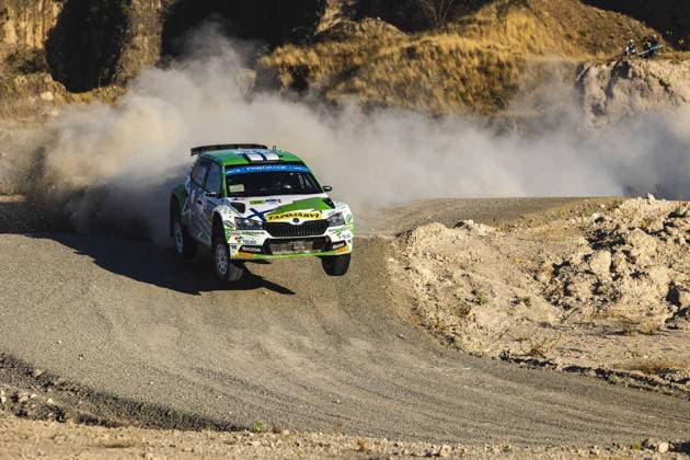 24 Emil LINDHOLM (FIN), Reeta HAMALAINEN (FIN), TOKSPORT WRT, SKODA FABIA RS, RC2, Rally2, action during the Rally Guanajuato Mexico 2023, 3rd round of the 2023 WRC, Motorsport Rallye, WM World Rally Car Championship, from March 16 to 19, 2023 at Leon, Guanajuato, in Mexico - AUTO - WRC - RALLY GUANAJUATO MEXICO 2023 DPPI Panoramic RPPA_2023_03_Mexico_617