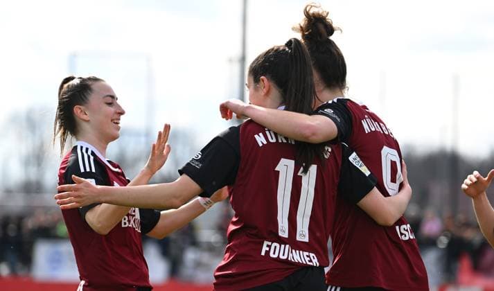 19 03 2023 football women season 2022 2023 2 Bundesliga 17 matchday 1 FC Nürnberg FCN Club SC Sand Sportfoto Zink regulations prohibit any use of photographs as image sequences and or quasi video Torjubel Jubel Freude nacvh Treffer Torschuss zum 1 0 by Sophie Fournier 11, 1 FC Nürnberg FCN