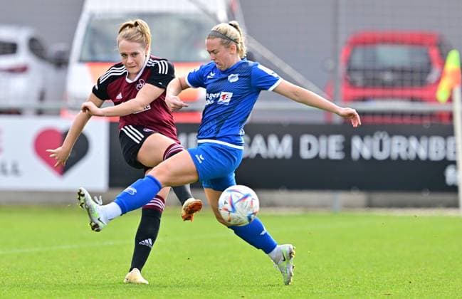 19 03 2023 Football Women Season 2022 2023 2 Bundesliga 17 Matchday 1 FC Nürnberg FCN Club SC Sand Sportfoto Zink regulations prohibit any use of photographs as image sequences and or quasi video Kerstin Bogenschütz Bogenschuetz 8, 1 FC Nürnberg FCN Emma Catherine Loving 19, SC Sand