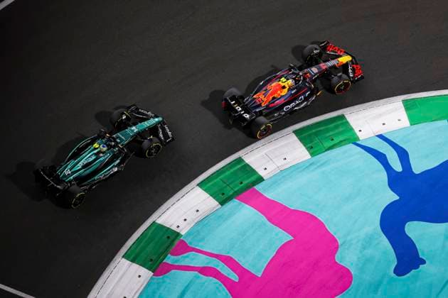 14 Fernando Alonso ESP, Aston Martin Aramco Cognizant F1 Team , 11 Sergio Perez MEX, Oracle Red Bull Racing , F1 Grand Prix of Saudi Arabia at Jeddah Corniche Circuit on March 19, 2023 in Jeddah, Saudi Arabia Photo by HOCH ZWEI Jeddah Saudi Arabia