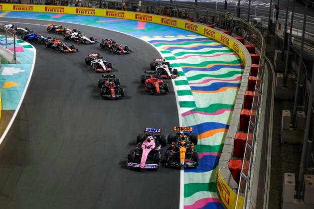 Start, 10 Pierre Gasly FRA, BWT Alpine F1 Team , 81 Oscar Piastri AUS, McLaren F1 Team , 24 Guanyu Zhou CHN, Alfa Romeo F1 Team Stake , 16 Charles Leclerc MCO, Scuderia Ferrari , 27 Nico Hulkenberg DEU, MoneyGram Haas F1 Team , 20 Kevin Magnussen DNK, MoneyGram Haas F1 Team , F1 Grand Prix of Saudi Arabia at Jeddah Corniche Circuit on March 19, 2023 in Jeddah, Saudi Arabia Photo by HOCH ZWEI Jeddah Saudi Arabia